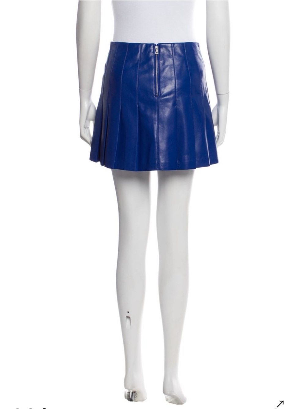 Alice + Olivia Royal Blue Pleated Leather Mini Skirt, NWT , size 6 - Picture 2 of 5
